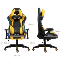 Vinsetto Sedia da Gaming Luminosa, Poltrona Gaming PC con Luci a LED, Poltrona Ufficio in Similpelle Gialla e Nera(m-3)