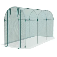 Outsunny 360 x 120cm Galvanised Steel Fruit Cage, Plant Protection Tent with Zipped Door, Green(m-11)