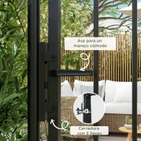 Outsunny Puerta de Jardín Puerta para Valla de Acero Galvanizado con Decoración de Flechas Cerradura y Llaves 107x204 cm Negro(m-6)