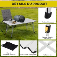 Outsunny Table pliante en aluminium table de camping table de jardin 6 personnes hauteur réglable + sac de transport(m-7)