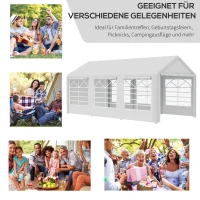 Outsunny Pavillon Partyzelt  3x6m Garten Festzelt Gartenpavillon mit 4 Seitenwänden Fenster Polyester+Metall Weiß(m-4)