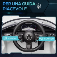 AIYAPLAY Macchina per Bambini Maserati MC20, Guida Manuale, Telecomando e Fari LED, Età 3-6 Anni, Bianco(m-5)