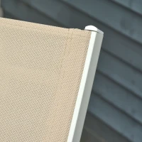 Outsunny Lettino Prendisole con Schienale Reclinabile, in Alluminio e Textilene, 169x65x102 cm, Beige e Bianco(m-8)