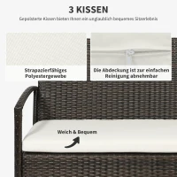 Outsunny Polyrattan Gartenmöbel Set für 4 Personen Rattensofa-Set Sitzgarnitur Braun+Cremeweiß(m-7)