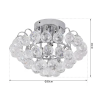 HOMCOM Crystal Ceiling Lamp Chandelier Hallway Flush Mount Pendant 3 Light Ф30cm Silver(m-3)
