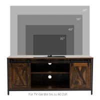 HOMCOM TV-Bank TV-Schrank mit Schiebetüren im Industrial Design 120 x 40 x 54cm Braun+Schwarz(m-7)