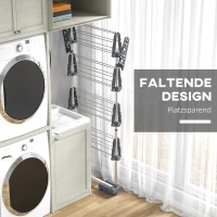 HOMCOM Wäschenständer Wäschetrockner 5 Ebenen, klappbar, One-Klick-System, 142 cm x 55 cm x1 72 cm, Grau + Silber(m-6)