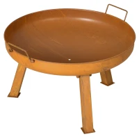 Outsunny Feuerschale mit Schürhaken, Gußeisen, Feuerstelle, 71  cm x 60 cm x 36 cm, Rostbraun(m-10)