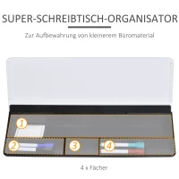 Vinsetto Desktop-Memoboard Tisch-Organizer Whiteboard Memoboard für Schreibtisch mit Tablettenständer Schreibtischorganizer Glas PP  Weiß+Schwarz 45,3 x 20,5 x 5,3 cm(m-4)