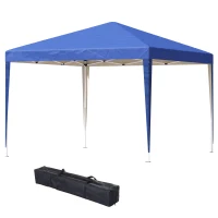 Outsunny 3 x 3M Garden Pop Up Gazebo Height Adjustable Marquee Party Tent Wedding Canopy with Carrying Bag, Blue(m-13)