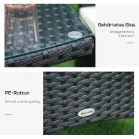 Outsunny Balkonmöbel Set für 2 Personen Sitzgruppe Rattan Gartenset Polyrattan Schwarz(m-5)