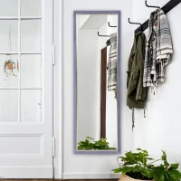 HOMCOM Espejo de Cuerpo Entero 150x50 cm con Marco en Terciopelo y Soporte para Salón Dormitorio Gris(m-8)