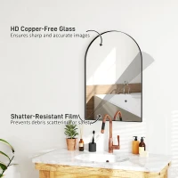 HOMCOM 60 x 90cm Arched Home Mirror - Black(m-5)