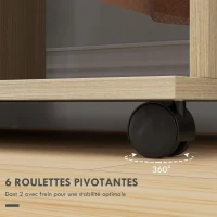 HOMCOM Armoire penderie Meuble de Rangement Mobile 6 roulettes 120L x 40l x 128H cm en bois naturel(m-6)
