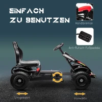 HOMCOM Kinder-Gokart, verstellbarer Sitz, Handbremse, ab 5 Jahren, 121 x 58 x 61 cm, Schwarz(m-5)