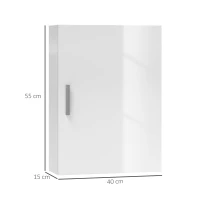 HOMCOM Armadietto Bagno da Parete in Legno con 3 Ripiani Regolabili in Vetro su 3 Livelli, 40x15x55 cm, Bianco(m-3)