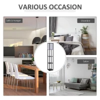 HOMCOM Lampadaire étagère 26L x 26l x 160H cm 3 étagères 4 Niveaux MDF Noir(m-6)