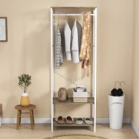HOMCOM Hallway Coat Rack and Shoe Bench Tree - Grey(m-6)