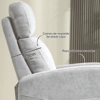 HOMCOM Sillón Relax Reclinable Tapizado en Lino Sintético con Reposapiés y Bolsillo Lateral Carga 135 kg Gris Claro(m-6)