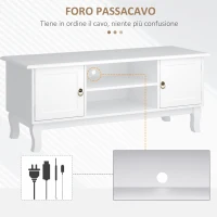 HOMCOM TV Lowboard Fernsehtisch mit 2 Regale und 2 Schränke Fernsehschrank Holzfüße für Fernseher bis zu 50" Wohnzimmer MDF Weiß 120x45x50,5 cm(m-6)