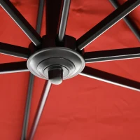 Outsunny Parasol déporté carré manivelle avec pied en acier dim. 2,5L x 2,5l m alu. polyester rouge(m-10)