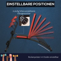 HOMCOM Multifunktion Hantelbank Höhenverstellbar Kraftstation Gewicht bis 120 kg mit 6-stufigem Rückenlängenwinkel Trainingsbank Metall Kunstleder Schwarz+Rot 145 x 52 x 79-105 cm(m-6)