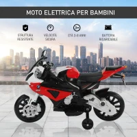 HOMCOM Moto Elettrica per Bambini 3-8 Anni con Licenza BMW, Batteria 12V, Rotelle e Luci, 110x47x69 cm(m-4)
