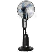 HOMCOM 18" Pedestal Fan with Water Mist Spray, Standing Fan, Humidifying Misting Fan with 3 Speeds, 2.8L Water Tank, Black(m-1)