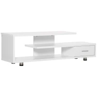 HOMCOM Meuble TV design contemporain 1 tiroir et 3 étagères pour télévision 45 pouces - dim. 135I x 35P x 41,7H cm - blanc(m-1)