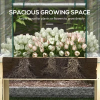 Outsunny Wooden Planter Box with Greenhouse Cover and Bed Liner, Raised Garden Bed for Vegetables, Flowers, Herbs(m-7)