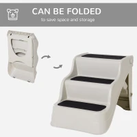 PawHut 3-steps Dog Stairs, Plastic Cat Ladder Lightweight, Pet Access Steps, for Bed, Sofa, Non-slip Stickers, White(m-5)