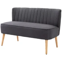 HOMCOM Modern Double Seat Sofa Loveseat Couch 2 Seater Compact Sofa Padded Linen Wood Leg Dark Grey(m-11)