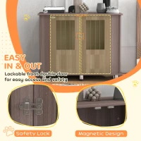 PawHut Dog Crate Table for Medium and Large Dogs with Magnetic Door for Indoor Use, 95 x 55 x 75 cm, Purple(m-6)