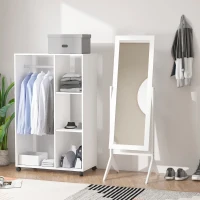 HOMCOM Miroir en Pied Grand Miroir de Sol Inclinaison réglable pour Dressing Chambre dim. 47L x 46l x 148H cm en Bois Blanc(m-5)