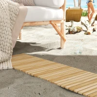 Outsunny Rollweg Gehweg Ausrollbarer Gartentritt, wetterbeständig, Fichtenholz, 120 x 47 x 1 cm, Natur(m-2)