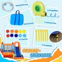 Outsunny Aufblasbare Hüpfburg inkl. Gebläse, Flicken und Befestigungsmaterial, 350 cm x 250 cm x 185 cm, Mehrfarbig(m-7)