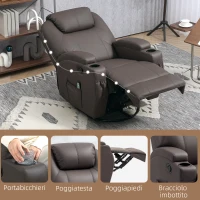 HOMCOM Poltrona Massaggiante Reclinabile con 8 Punti Massaggio e 5 Modalità, 84x92x109cm, Marrone Scuro(m-8)