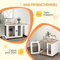 PawHut Cage pour chien animaux sur pieds 2 en 1 table d'appoint avec 1 porte verrouillable - dim. 73L x 60l x 68H cm(m-5)