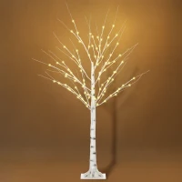 HOMCOM Arbre lumineux LED - décoration lumineuse blanc chaud - 96 LEDs - usage intérieur - 150 cm - décoration de noël chambre maison blanc(m-1)