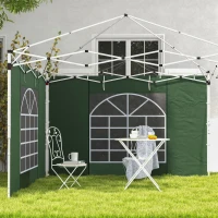 Outsunny Gazebo Side Panels, 2 Pack Sides Replacement, for 3x3(m) or 3x6m Pop Up Gazebo, with Windows and Doors, Green(m-8)