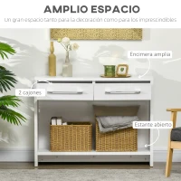 HOMCOM Mueble Recibidor de Entrada Mesa Consola con 2 Cajones y Estante para Pasillo Salón 101,6x28x76,2 cm Blanco(m-4)
