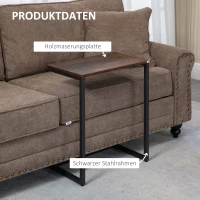 HOMCOM Satztisch, Beistelltisch, 3er-Set, Industrial Design, Stahlrahmen, braun+schwarz, 45 x 30 x 60cm(m-7)