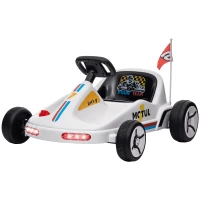 AIYAPLAY Kart Eléctrico 6 V Kart para Niños de +3 Años con Música Luz Bocina Cinturón de Seguridad Go Kart Carga 50 kg Blanco(m-11)