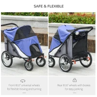 PawHut Foldable Pet Stroller, with Washable Cushion, Storage Bags, Safety Leash, for Medium, Large Dogs, Cats - Blue(m-5)