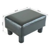 HOMCOM Poggiapiedi Rettangolare Rivestito in Ecopelle, 40x30x24 cm, Max. 100kg(m-3)
