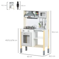 AIYAPLAY Cocina Infantil de Madera para Niños de +3 Años con Altura Ajustable Luz y Sonidos 60x30,5x93,2 cm Blanco(m-3)