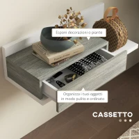 HOMCOM Mobile da Ingresso 2 in 1 con Specchio da Parete 75x3.5x75 cm e Cassetto 75x30.5x20 cm, Grigio e Bianco(m-6)