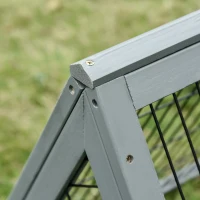 PawHut Kleintierstall mit Freigehege wetterbeständig Tannenholz Metall Grau(m-8)