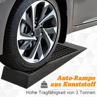 HOMCOM 2-teiliges Auffahrrampen-Set, Schwellenrampe, Bordsteinrampe, Gummirampen, 3 Tonnen Tragkraft, Kunststoff, Schwarz(m-6)