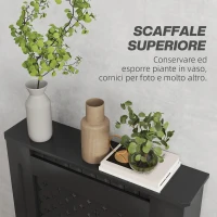 HOMCOM Copritermosifoni in Legno MDF Traforato a Croce con Ripiano e Fissaggio a Muro, 78x19x82 cm, Nero(m-5)